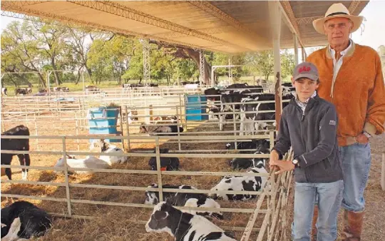  ?? FOTOS: VERONICA PUIG ?? En la guachera. Enrique Alvarado, junto a su nieto, Felipe. Apunta, desde siempre, a producir leche de calidad e integrarlo con la producción industrial.