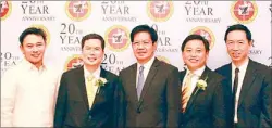  ??  ?? Aurora Representa­tive Sonny Angara, Michael Chenglay, Senator Ping Lacson, AYFCE honorary chairman Bernard Go and Wilson Lee Flores AYFCE honorary chairman Stefan Tong, doctor Robin Sy, Zest Air president and chief executive officer Alfredo Yao,...