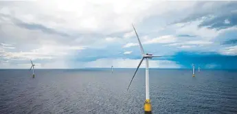  ?? Courtesy of Statoil ?? Floating offshore wind turbines near the coast of Scotland. Offshore wind energy is coming to California but the military is opposed to placing wind farms in areas that it believes could interfere with training, operations and readiness.