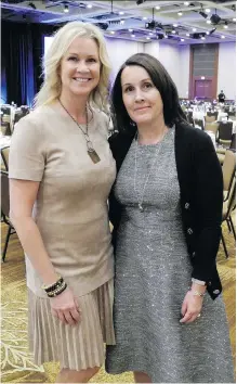  ?? PHOTOS: BILL BROOKS ?? Pictured at the Wings of Hope Breast Cancer Foundation annual luncheon Oct. 12 at Hyatt Regency Calgary are luncheon co-chair Beth Brownrigg, left, and foundation board chair Leanne Campbell. More than 500 guests attended the luncheon.