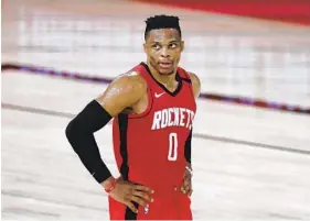  ?? MARK J. TERRILL AP ?? Triple-double machine Russell Westbrook wanted out of Houston, so now he’ll play for the Washington Wizards. He was traded for point guard John Wall on Wednesday night.