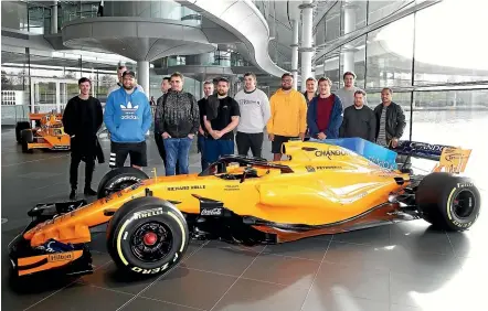  ?? GETTY IMAGES ?? The All Blacks, here visiting the workshop of Formula One team McLaren in Woking yesterday, aim to turn on the speed with their selection to play England in London this weekend.