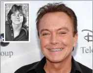  ?? AP PHOTO/DAN STEINBERG, FILE ?? Main: In this August photo, actor-singer David Cassidy arrives at the ABC Disney Summer press tour party in Pasadena, Calif. Former teen idol Cassidy of "The Partridge Family" fame has died at age 67, his publicist said Tuesday. Inset: Cassidy in 1972.