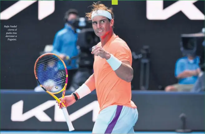  ??  ?? Rafa Nadal cierra el puño tras derrotar a Fognini.