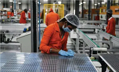  ?? AFP/Getty Images ?? ‘India has a highly ambitious solar programme.’ The Vikram Solar factory in Oragadam, Tamil Nadu, India. Photograph: Arun Sankar/