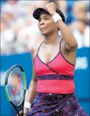  ?? Matthew Stockman Getty Images ?? VENUS WILLIAMS, a two-time U.S. Open winner, celebrates after her victory over Camila Giorgi.