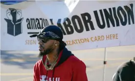  ?? Photograph: Seth Wenig /AP ?? Chris Smalls, president of the Amazon Labor Union, helped co-ordinate the triumphant unionizati­on effort at Amazon’s Staten Island, New York, warehouse.