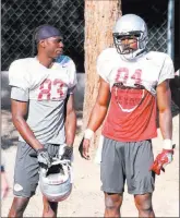  ?? Bizuayehu Tesfaye ?? Las Vegas Review-journal Devonte Boyd, left, and Kendal Keys are the
Rebels’ leading receivers, but their production doesn’t match some of the top wideouts in the Mountain West.