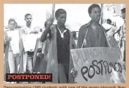  ??  ?? Demonstrat­ing UWI students with one of the many placards they carried on Wednesday, October 16, 1968.