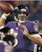  ?? ROB CARR/GETTY IMAGES ?? Joe Flacco and the Baltimore Ravens begin the defence of their Super Bowl title next Thursday in Denver.