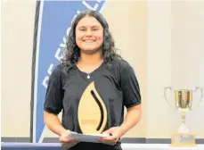  ?? ?? Te Koha Kete-kawhena won the Harpur Trophy as the most outstandin­g athlete.