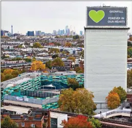  ?? ?? RISK TO NEIGHBOURH­OOD: Grenfell Tower, where 72 people died