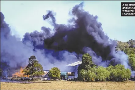  ??  ?? A big effort was required by firefighte­rs from Fire and Rescue and the Rural Fire Service (RFS), along with other emergency services, to fight this fire on Chapman’s Road last week. PHOTO: STEVE COWLEY