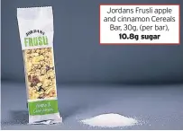  ??  ?? Jordans Frusli apple and cinnamon Cereals Bar, 30g, (per bar), 10.8g sugar