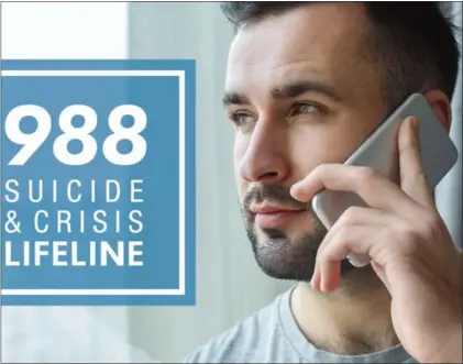  ?? PHOTO FROM MASSACHUSE­TTS DEPARTMENT OF PUBLIC HEALTH ?? 988is the national three-digit dialing code for the National Suicide Prevention Lifeline.