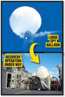  ?? ?? RECOVERY OPERATION UNDER WAY
LARGE SPY BALLOON