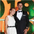  ?? Photograph: Yui Mok/PA ?? Novak Djokovic and his wife Jelena, who has posted a video on Instagram linking the coronaviru­s to 5G technology.