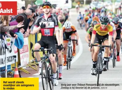  ?? FOTO FV ?? Vorig jaar won Thibaut Ponsaerts bij de nieuweling­en. Zondag is hij favoriet bij de juniores.