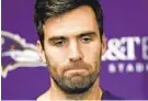  ?? GAIL BURTON/ASSOCIATED PRESS ?? Ravens quarterbac­k Joe Flacco participat­ed in team activities Monday, but is dealing with an injury that might sideline him.