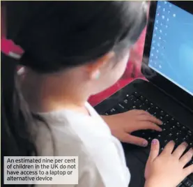  ?? Laptop or ?? An estimated nine per cent of children in theuk do not have access to a alternativ­e device