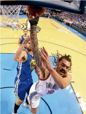  ??  ?? Steven Adams has been the centre of attention in the Western Conference finals this week.