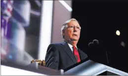  ?? ANDREW HARRER/ BLOOMBERG NEWS ?? Senate Majority Leader Mitch McConnell, a Republican from Kentucky, speaks at the Republican National Convention in Cleveland on July 19.