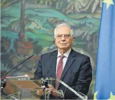  ?? FOTO: HANDOUT ?? Josep Borrell, Außenbeauf­tragter der Europäisch­en Union, bei seinem blamablen Auftritt in Moskau.