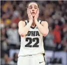  ?? MATT KROHN/USA TODAY SPORTS ?? Caitlin Clark and the No. 1 seed Hawkeyes are trying to get back to the Final Four.