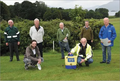  ?? from left) Michelle Cooper Galvin ?? Paddy Cosgrove of Cosgrove Health and Safety (front right) giving a course on Pesticide Applicatio­n to (front left) Donal O’Donoghue, (standing Michael Murphy, Derry O’Mahoney, Padraig O’Donoghue Mick O’Connell and Johnny McGuire at the Castleross­e on Friday. Photo by