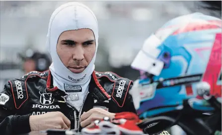  ?? MATT SLOCUM THE ASSOCIATED PRESS ?? Robert Wickens prepares to qualify for Sunday's IndyCar series auto race Saturday in Long Pond, Pa.