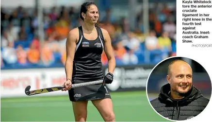  ?? PHOTOSPORT ?? Kayla Whitelock tore the anterior cruciate ligament in her right knee in the fourth test against Australia. Inset: coach Graham Shaw.