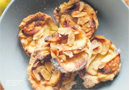  ??  ?? Apple and almond tarts. Photo by David Lifton