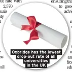  ??  ?? Oxbridge has the lowest drop-out rate of all universiti­es in the UK