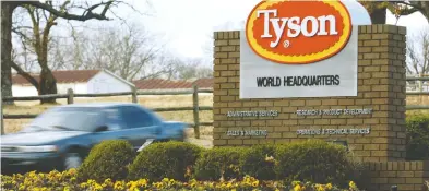  ?? APRIL L. BROWN / THE ASSOCIATED PRESS FILES ?? Tyson was one of the first companies forced to temporaril­y close a U.S. plant as workers contracted the virus in April.