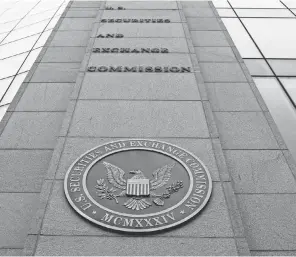  ?? AP FILE PHOTO ?? The Securities and Exchange Commission headquarte­rs in Washington, D. C.