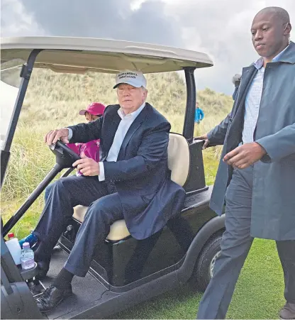  ??  ?? US President Donald Trump will make his first official visit to the UK on July 13 and it is expected he will want to fit in a round of golf at his course at Menie in Aberdeensh­ire and may also visit his other course at Turnberry in Ayrshire.