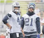  ?? KIRBY LEE/USA TODAY SPORTS ?? Quarterbac­k Dak Prescott (4) and running back Ezekiel Elliott say they will stand with the rest of the Cowboys during the national anthem.