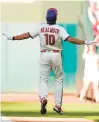  ?? ?? Philadelph­ia Phillies catcher J.T. Realmuto celebrates his RBI-single during the sixth inning .