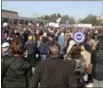  ?? COREY R. WILLIAMS — THE ASSOCIATED PRESS ?? People wait for the start of a health care rally in Warren, Mich., north of Detroit, on Jan. 15. Thousands of people endured freezing temperatur­es at the rally in Warren, where Sen. Bernie Sanders called on Americans to resist Republican efforts to...