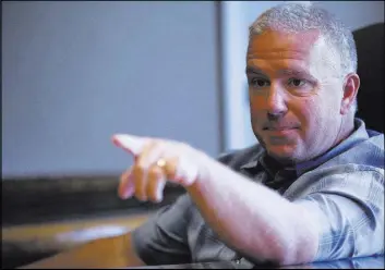  ?? ERIK VERDUZCO/LAS VEGAS REVIEW-JOURNAL / FOLLOW HIM @ERIK_VERDUZCO ?? Dan Burgess, a former lieutenant for the Clark County School District Police Department, speaks on alleged misconduct within the department during an interview with the Las Vegas Review-Journal on June 10.