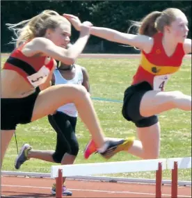  ??  ?? Katie Rothery, left, raised the bar with a new best in the sprint hurdles