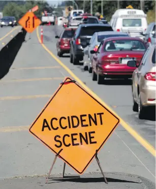  ?? TIMES COLONIST FILE ?? The police, ambulance, fire and others such as tow-truck operators and flaggers are forever affected by their experience­s at a fatal crash, Steve Wallace writes.