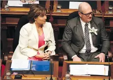  ?? CHAD HIPOLITO/THE CANADIAN PRESS/FILES ?? Finance Minister Michael de Jong and Premier Christy Clark led a Liberal government that was too “hell-bent on balanced budgets,” MLA Darryl Plecas says.