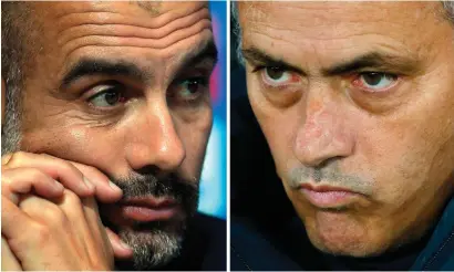  ?? — AFP ?? City manager Pep Guardiola will resume his tactical battle with United coach Jose Mourinho at Old Trafford on Sunday.