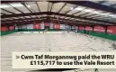  ??  ?? > Cwm Taf Morgannwg paid the WRU £115,717 to use the Vale Resort
