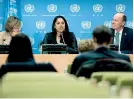  ??  ?? New York City Commission­er of Internatio­nal Affairs Penny Abeywarden­a at a UN press briefing last week. (UN photo)