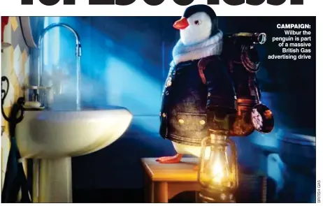  ??  ?? CAMPAIGN: Wilbur the penguin is part of a massive British Gas advertisin­g drive