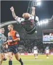  ?? Picture: AAP IMAGE ?? Blake Ferguson celebrates after scoring a try.