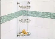  ??  ?? Once you realize the difference a well-designed, well-made shower caddy such as this one from Sterlingha­m, can make in your life, you won’t settle for a plastic one again.