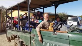  ??  ?? A game drive on Youth day with Jan Dunn, leader of the 2018 Wildlife Volunteer Programme at Samara.